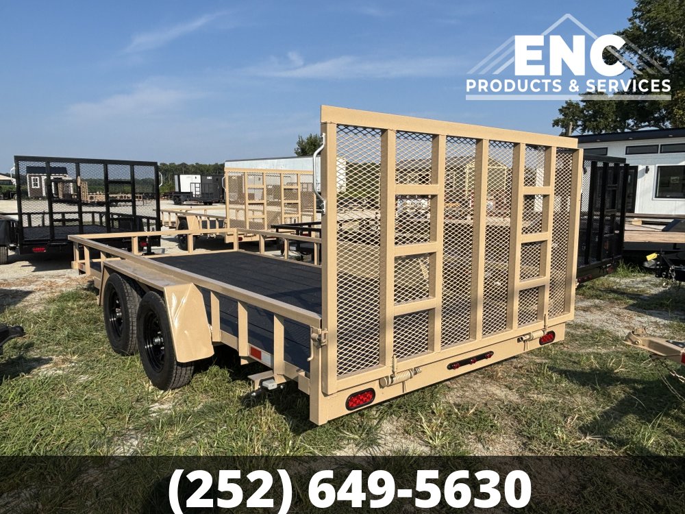 7x16 Covered Wagon Prospector Utility 7K Tandem Axle Trailer with Cobra-Lined Deck