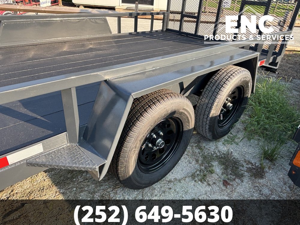 7x16 Covered Wagon Prospector Utility 7K Tandem Axle Trailer with Cobra-Lined Deck