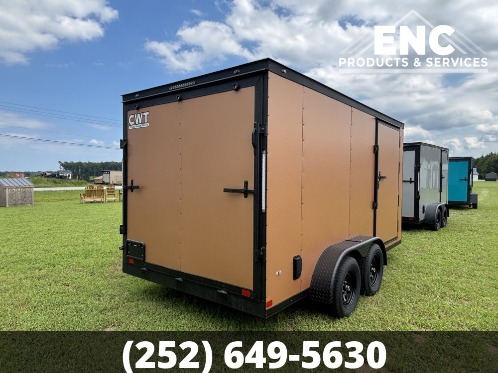 7x14 Covered Wagon Enclosed Cargo Tandem Axle Trailer 7K Blackout, Copper Polycore