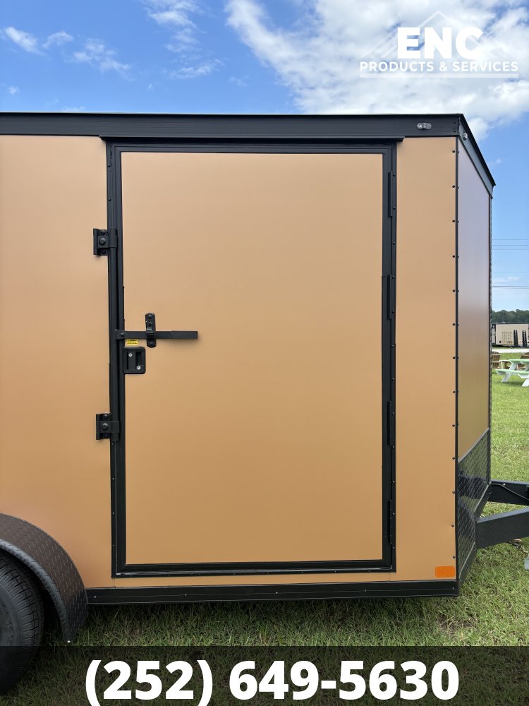 7x14 Covered Wagon Enclosed Cargo Tandem Axle Trailer 7K Blackout, Copper Polycore