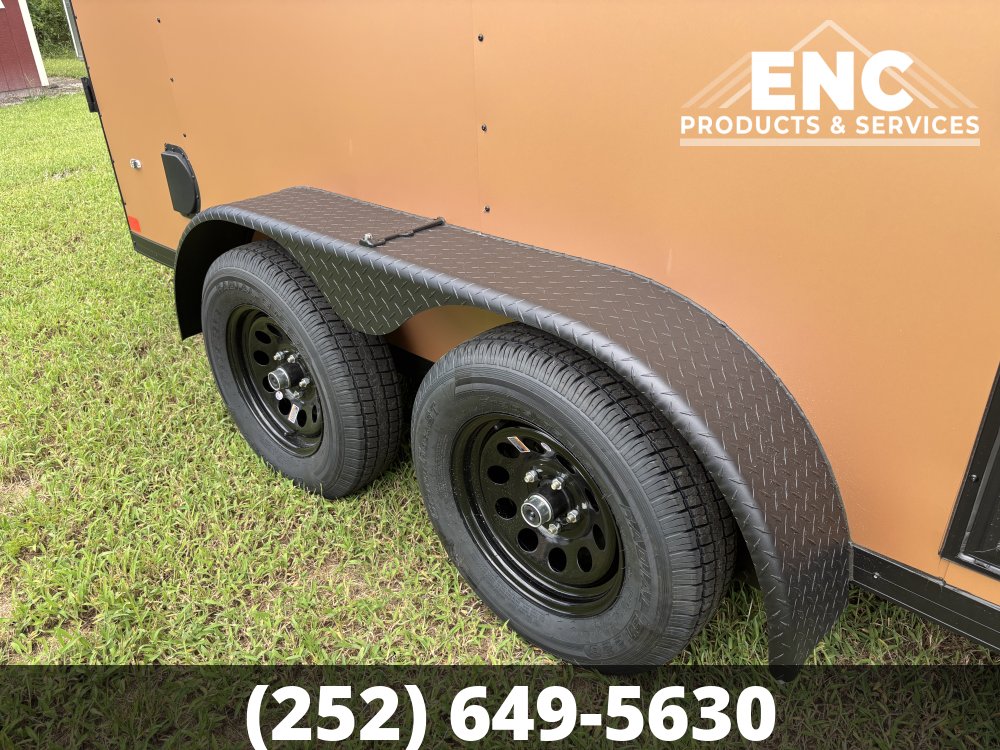 7x14 Covered Wagon Enclosed Cargo Tandem Axle Trailer 7K Blackout, Copper Polycore