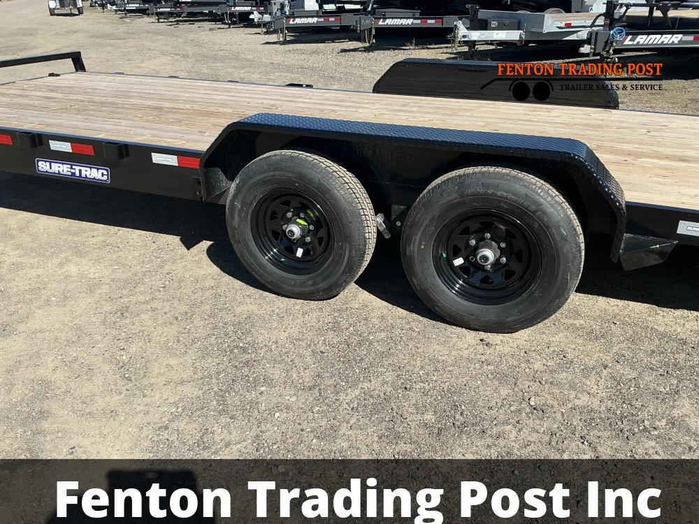 Sure-Trac ST8222CHW-B-100 - 7x22 10K C-Channel Wood Deck Flatbed Car Hauler