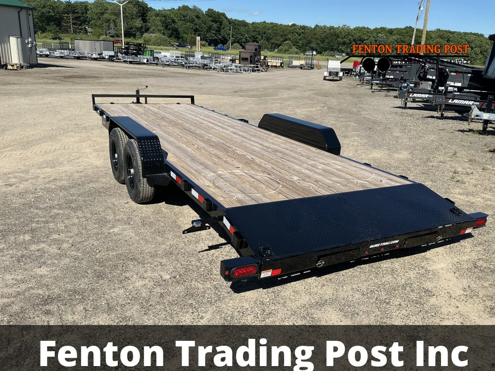 Sure-Trac ST8222CHW-B-100 - 7x22 10K C-Channel Wood Deck Flatbed Car Hauler