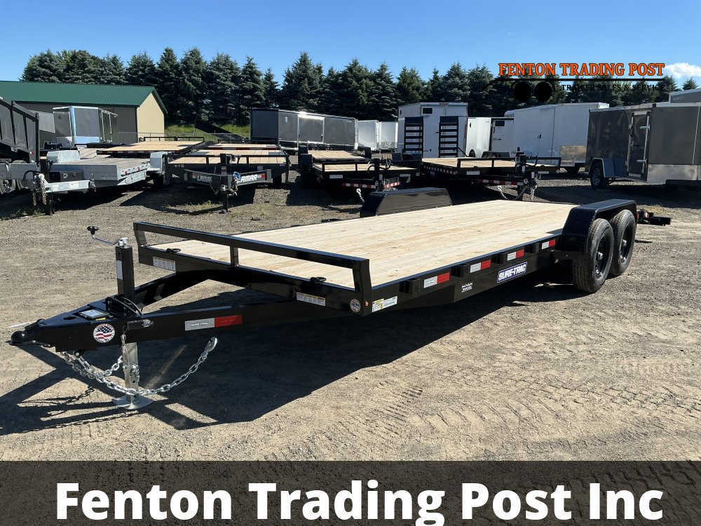 Sure-Trac ST8222CHW-B-100 - 7x22 10K C-Channel Wood Deck Flatbed Car Hauler