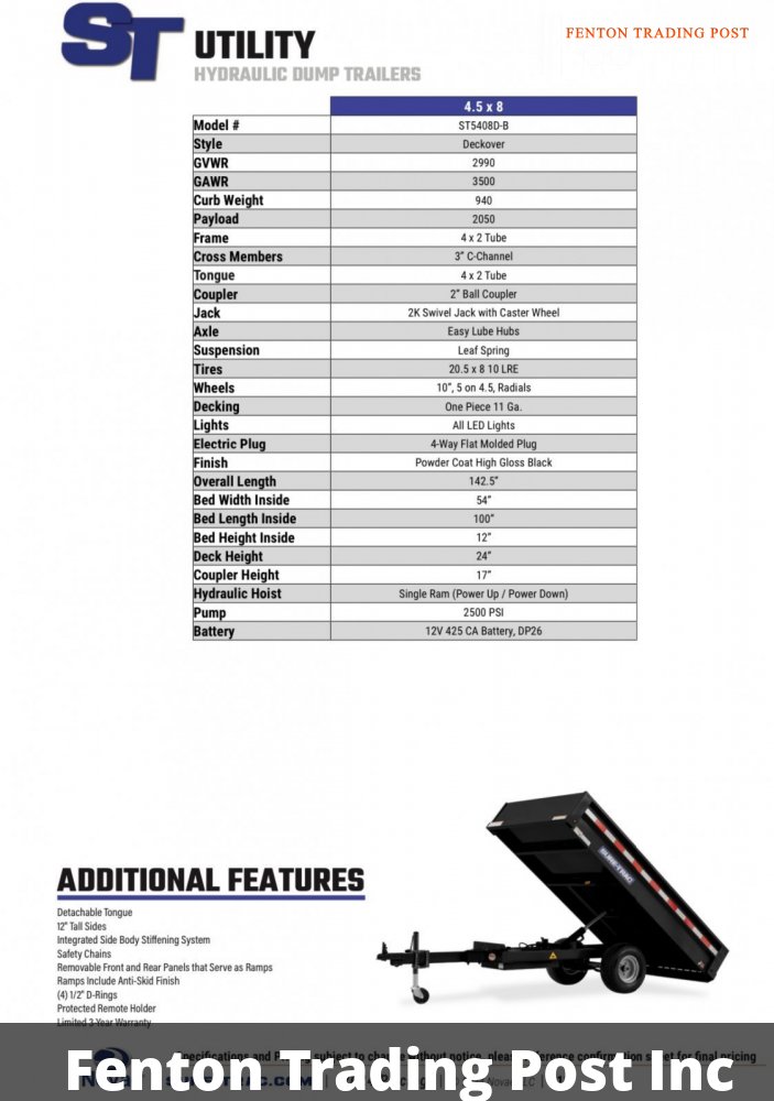 Sure-Trac 4.5x8 Utility Dump - ST5408D-B Dump