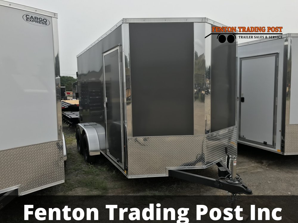 Cargo Express K-DX8414-070 - 7x14 7K EX DLX Flat Top V-Nose Enclosed Cargo
