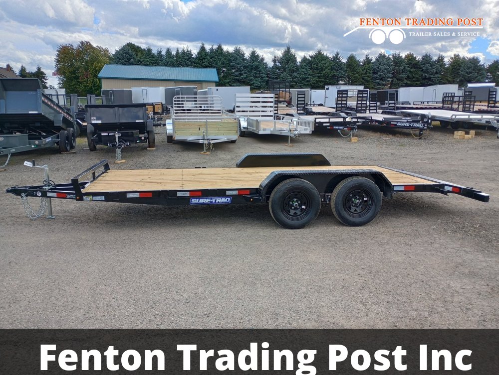 Sure-Trac ST8218CHW-B-070 - 7x18 7K C-Channel Wood Deck Flatbed Car Hauler