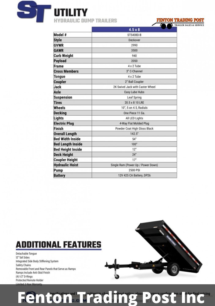 Sure-Trac ST5408D-B - 4.5x8 Utility Dump