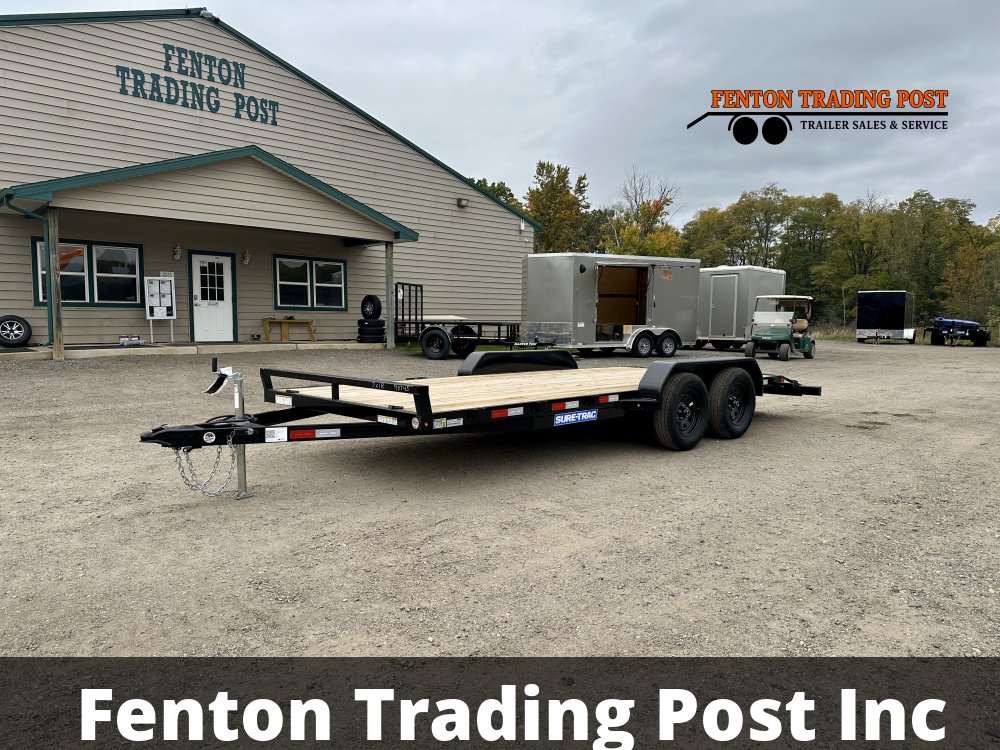 Sure-Trac ST-CHW8218-070 - 7x18 (16+2) 7K C-Channel Wood Deck Flatbed Car Hauler