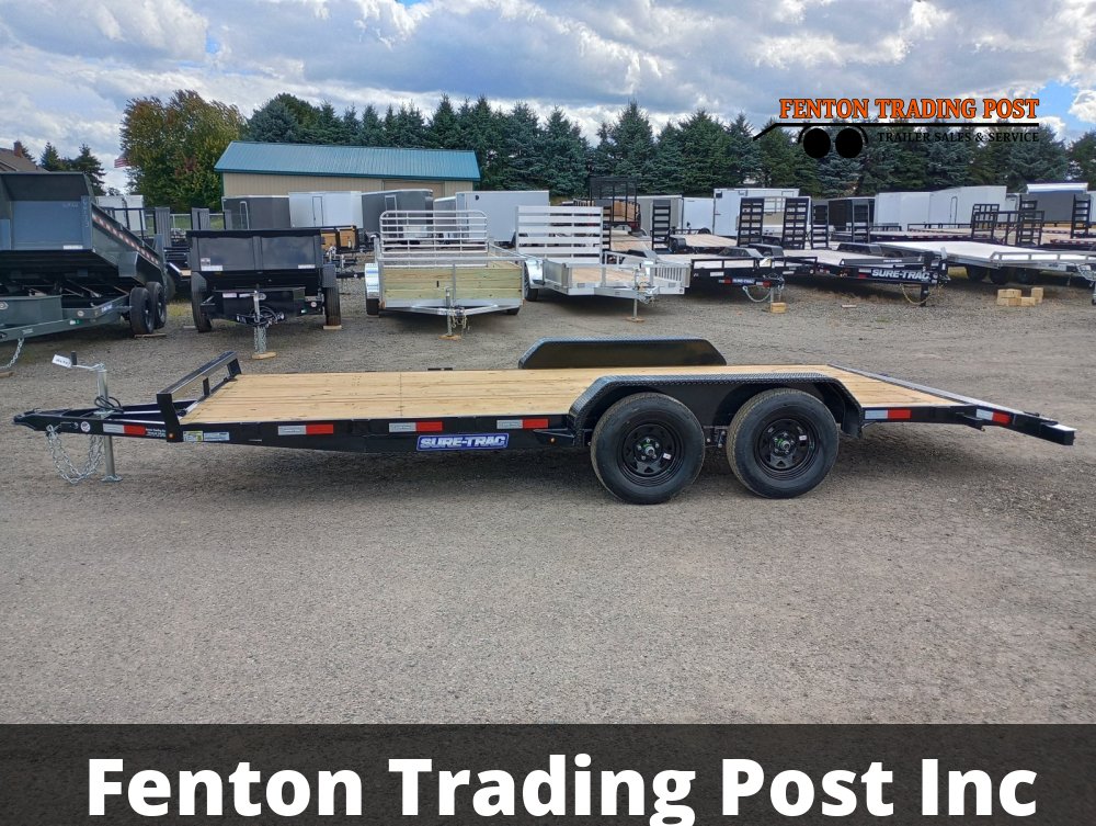 Sure-Trac ST8218CHW-B-070 - 7x18 7K C-Channel Wood Deck Flatbed Car Hauler