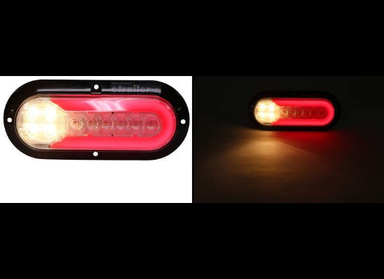 LED TAIL LIGHT, STOP, TURN, TAILLIGHT , 22 DIODE, RED / CLEAR LENS, 7-1/2"X3-1/4" OVAL - FLANGE