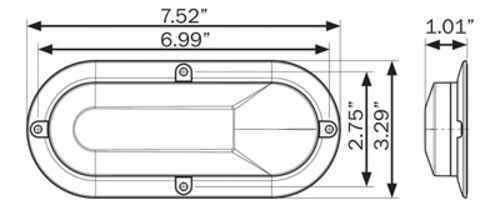 LED TAIL LIGHT, STOP, TURN, TAILLIGHT , 22 DIODE, RED / CLEAR LENS, 7-1/2"X3-1/4" OVAL - FLANGE