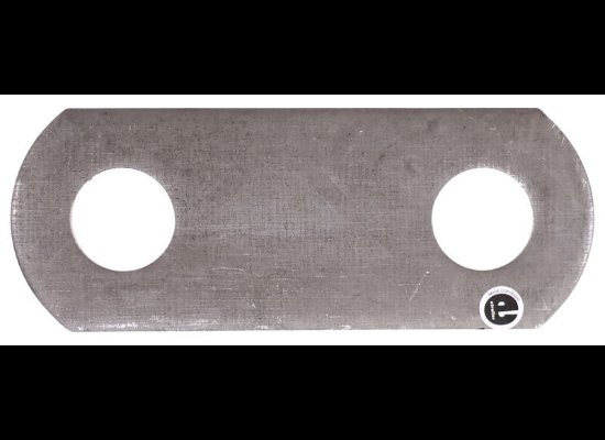 SHACKLE STRAP 2" ON CENTER, OVERALL DIMENSIONS, 3-1/4"L X 1-1/4", 9/16" HOLES