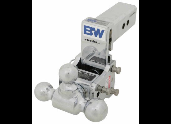 B&W TOW & STOW 3-BALL MOUNT, 2.5" HITCH, 5" DROP, 4.5" RISE, 18k - CHROME