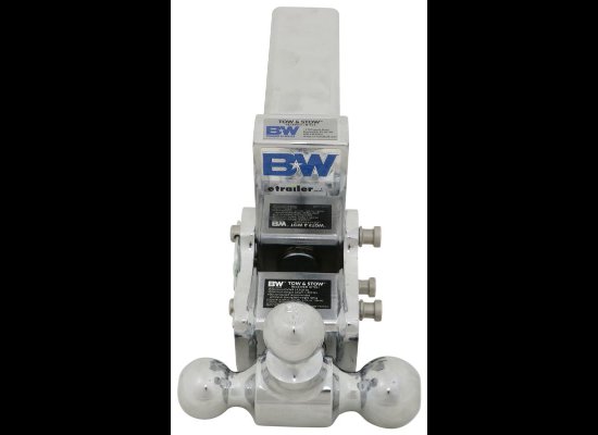 B&W TOW & STOW 3-BALL MOUNT, 2.5" HITCH, 5" DROP, 4.5" RISE, 18k - CHROME