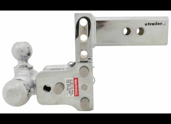 B&W TOW & STOW 3-BALL MOUNT, 2.5" HITCH, 5" DROP, 4.5" RISE, 18k - CHROME