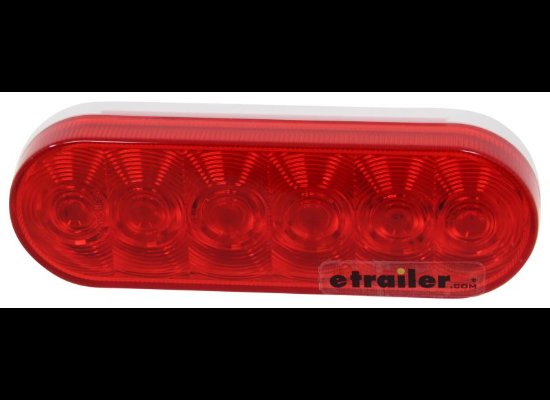 LED TAIL LIGHT, STOP, TURN, TAIL, RED LENS, 6-1/2"X2-1/4" OVAL, 6 DIODE, 3 PIN PL-3