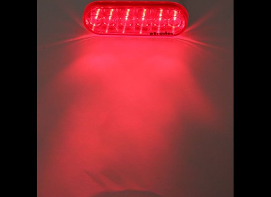 LED TAIL LIGHT, STOP, TURN, TAIL, RED LENS, 6-1/2"X2-1/4" OVAL, 6 DIODE, 3 PIN PL-3