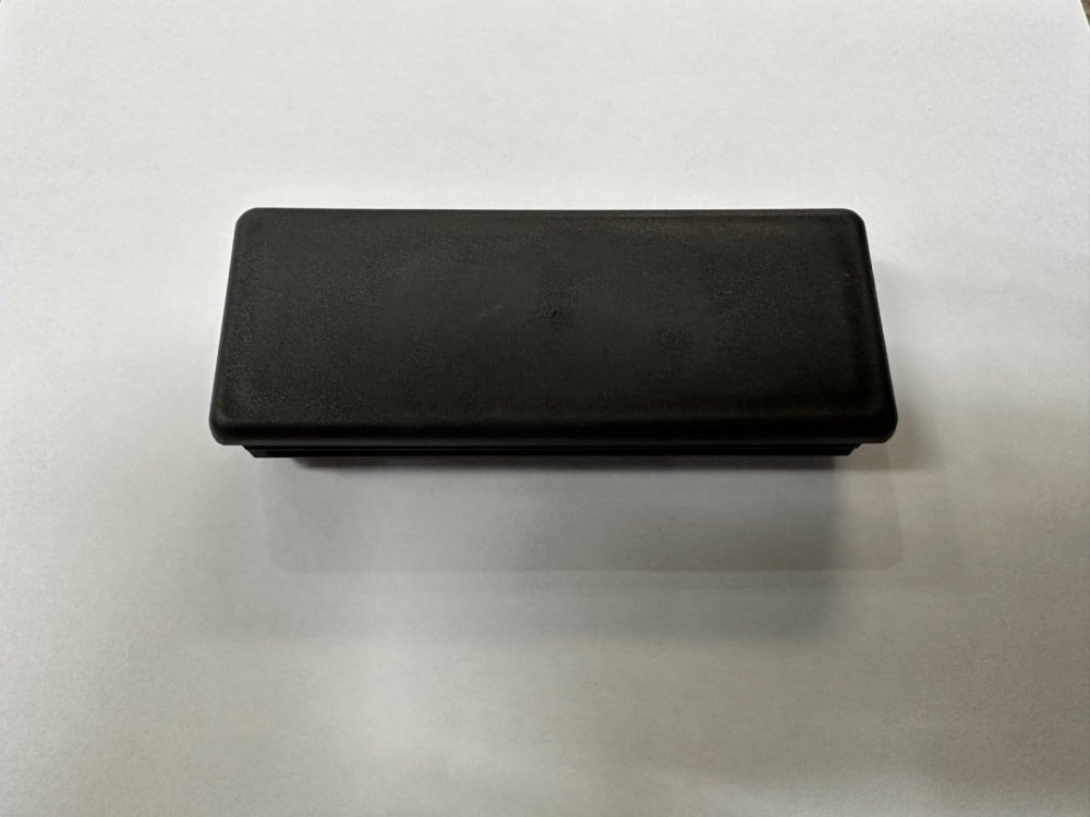 2" X 5" RECTANGLE PLASTIC END CAP, BLACK PLASTIC