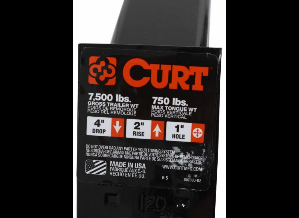 CURT ROCKERBALL ANTI-RATTLE 2" BALL MOUNT KIT, 3" DROP, 2" RISE, 8-1/4" LENGTH, 7.5K CAPACITY