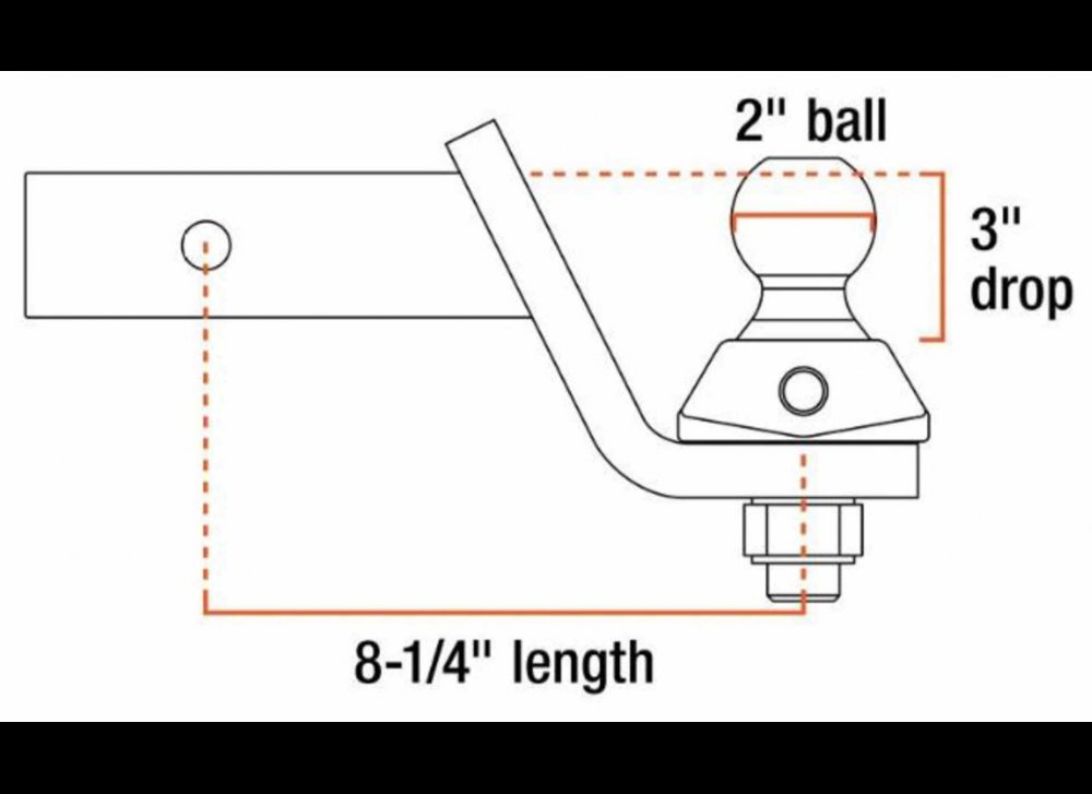 CURT ROCKERBALL ANTI-RATTLE 2" BALL MOUNT KIT, 3" DROP, 2" RISE, 8-1/4" LENGTH, 7.5K CAPACITY