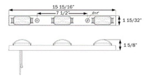 RED LED 9 DIODE ID CLEARANCE LIGHT BAR, SUBMERSIBLE, BLACK HOUSING, 15-15/16"X1-1/2"
