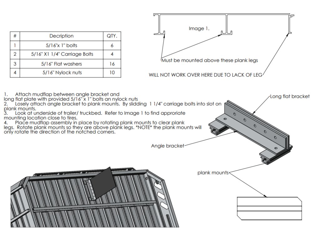 ALUMA MUDFLAP BRACKET MOUNT KIT, 2 PER, FOR DUALLY, DUAL WHEELS - WITH HARDWARE.