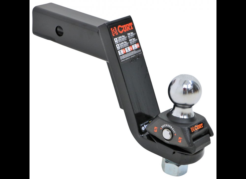 CURT ROCKERBALL ANTI-RATTLE 2" BALL MOUNT KIT, 5" DROP, 4" RISE, 9-1/4" LENGTH, 7.5K CAPACITY