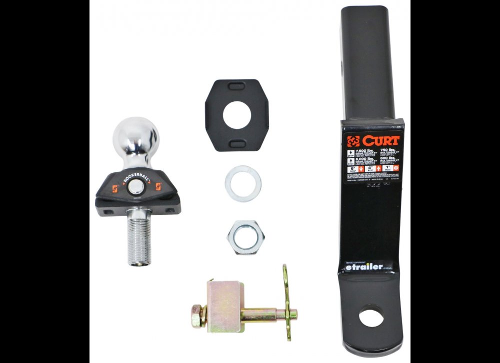 CURT ROCKERBALL ANTI-RATTLE 2" BALL MOUNT KIT, 5" DROP, 4" RISE, 9-1/4" LENGTH, 7.5K CAPACITY