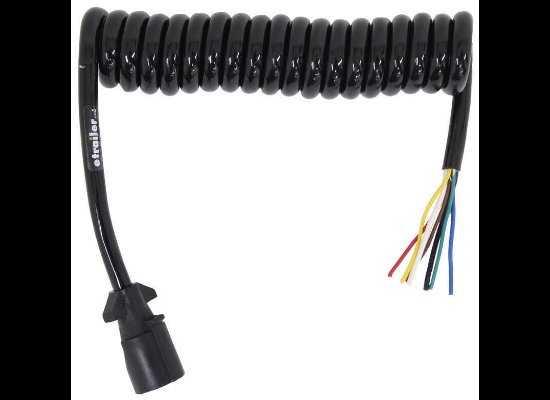 BARGMAN 7-WAY RV STYLE CONNECTOR 6' LONG - COILED CABLE - TRAILER END