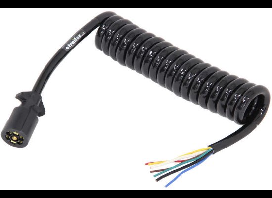 BARGMAN 7-WAY RV STYLE CONNECTOR 6' LONG - COILED CABLE - TRAILER END