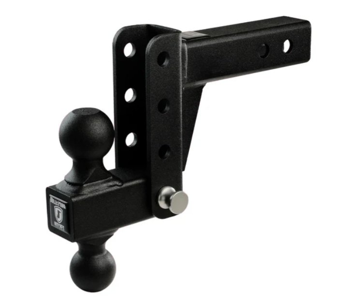 BULLETPROOF HITCHES 2-BALL MOUNT FOR 2" HITCH, 2" & 2-5/16" BALL, 4" DROP, 2" RISE, BLACK, - 10K