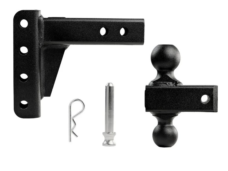 BULLETPROOF HITCHES 2-BALL MOUNT FOR 2" HITCH, 2" & 2-5/16" BALL, 4" DROP, 2" RISE, BLACK, - 10K