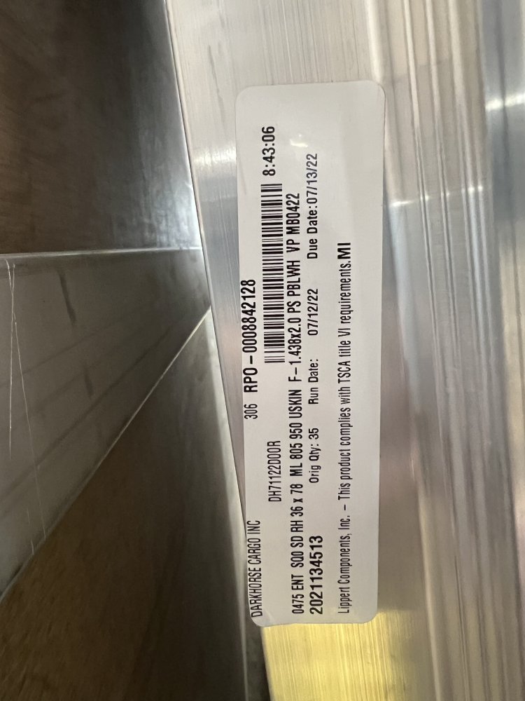 REPLACEMENT SIDE DOOR ASSEMBLY FOR DARKHORSE, SILVER, ALUMINUM FRAME 36"x78"