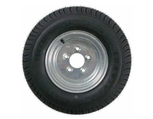 LOADSTAR 10" SPARE TIRE AND WHEEL - 20.5X8-10 , 205/65-10 , 5 ON 4.5 , 5X4.5 , 5 LUG GALVANIZED LRE