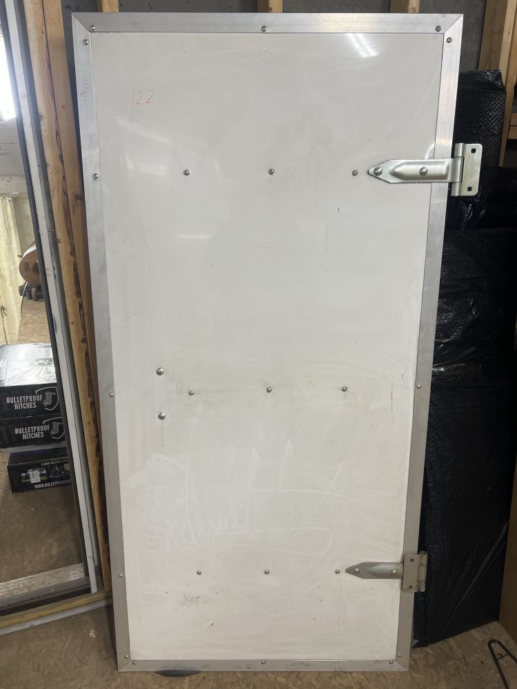 USED REPLACEMENT DOOR ASSEMBLY, 33"X67", WHITE, ALUMINUM FRAME