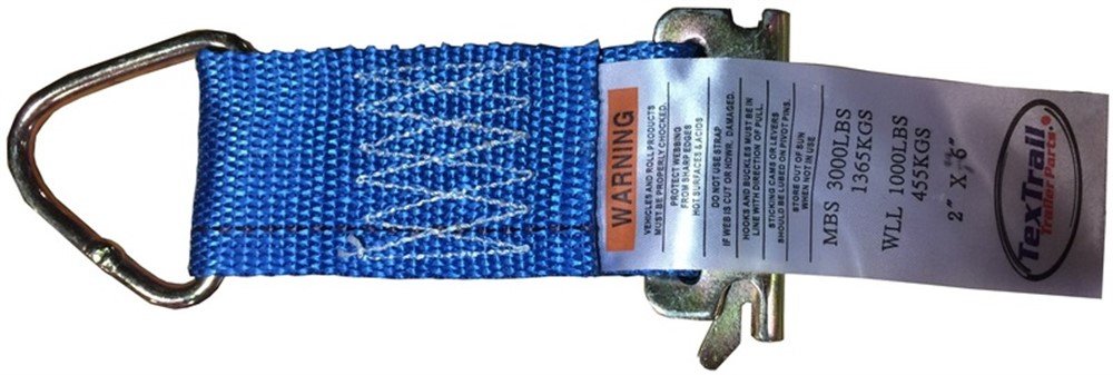 E-TRACK SPRING LOADED FITTING D-RING END WITH 2"X6" STRAP