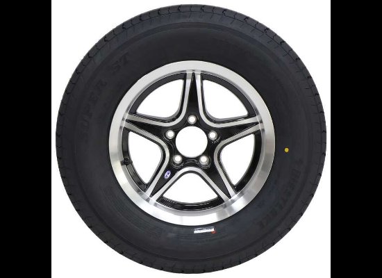 LEGEND 205/75R15 SPARE TIRE ON GLOSS BLACK ALUMINUM WHEEL, 5 LUG 5X4.5 , LRD