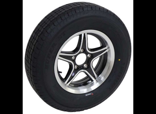 LEGEND 205/75R15 SPARE TIRE ON GLOSS BLACK ALUMINUM WHEEL, 5 LUG 5X4.5 , LRD