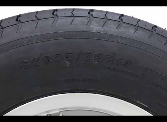LEGEND 205/75R15 SPARE TIRE ON GUNMETAL / GRAY ALUMINUM WHEEL, 5 LUG 5X4.5 , LRD