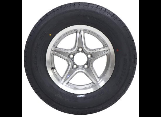 LEGEND 205/75R15 SPARE TIRE ON GUNMETAL / GRAY ALUMINUM WHEEL, 5 LUG 5X4.5 , LRD
