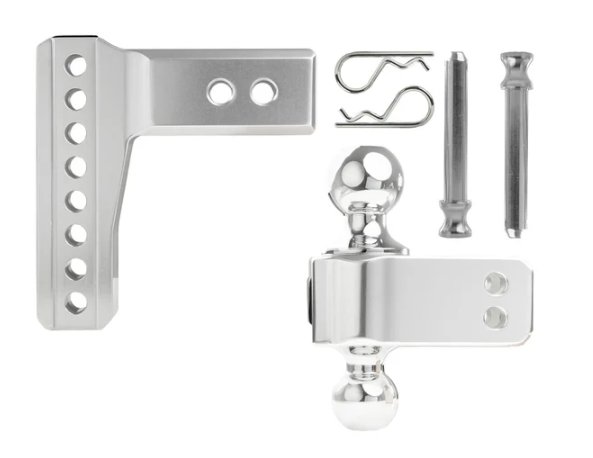 BULLETPROOF HITCHES 2-BALL MOUNT FOR 2.5" HITCH, 2" & 2-5/16" BALL, 4" DROP, 4" RISE, ALUMINUM - 14K
