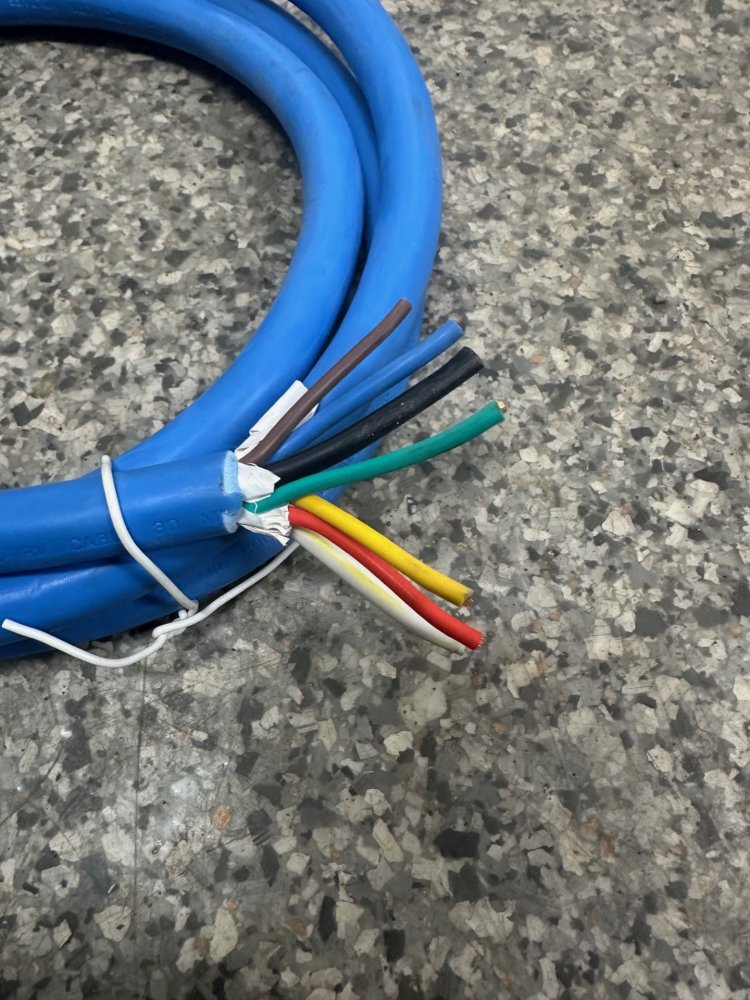 7-WAY CONNECTOR WITH MOLDED CABLE AND WIRING, ARCTIC BLUE, TRAILER END, 8' LONG, -40 RATING
