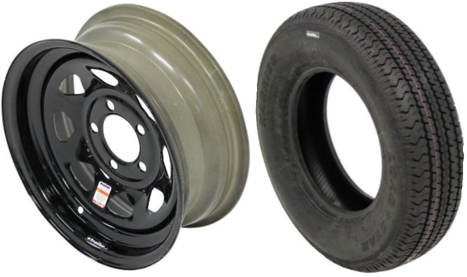 205/75R15 SPARE TIRE - BLACK SPOKE W/ GRANDFORCE TIRE, LRD 5 ON 4.5 , 5X4.5