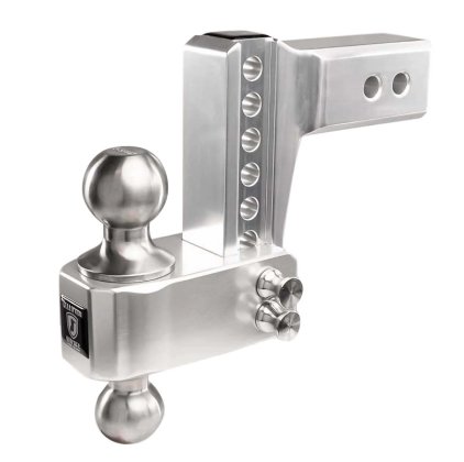 BULLETPROOF HITCHES 2-BALL MOUNT FOR 2.5" HITCH, 2" & 2-5/16" BALL SS, 4" DROP 4" RISE, ALUMINUM 14K