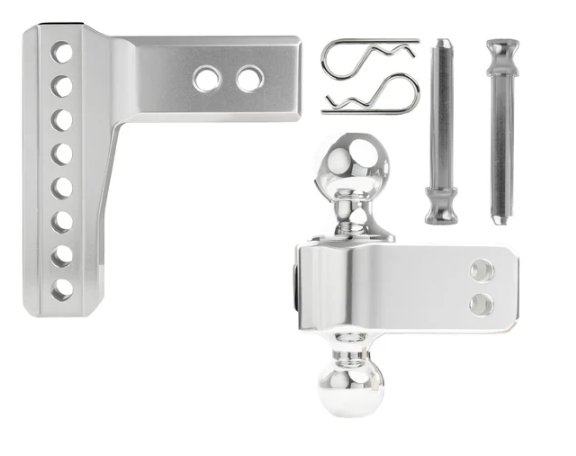 BULLETPROOF HITCHES 2-BALL MOUNT FOR 2.5" HITCH, 2" & 2-5/16" BALL SS, 4" DROP 4" RISE, ALUMINUM 14K