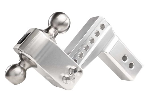 BULLETPROOF HITCHES 2-BALL MOUNT FOR 2.5" HITCH, 2" & 2-5/16" BALL SS, 4" DROP 4" RISE, ALUMINUM 14K