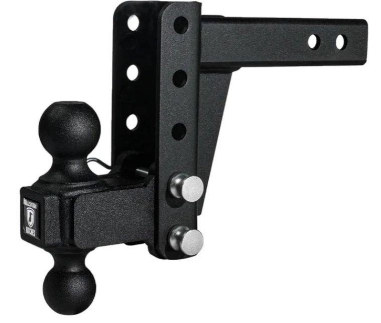 BULLETPROOF HITCHES 2-BALL MOUNT FOR 2" HITCH, 4" DROP, 4" RISE, BLACK - 14K