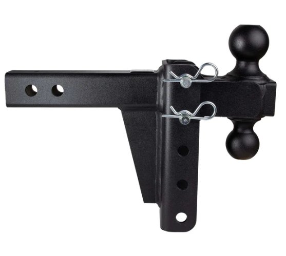 BULLETPROOF HITCHES 2-BALL MOUNT FOR 2" HITCH, 4" DROP, 4" RISE, BLACK - 14K