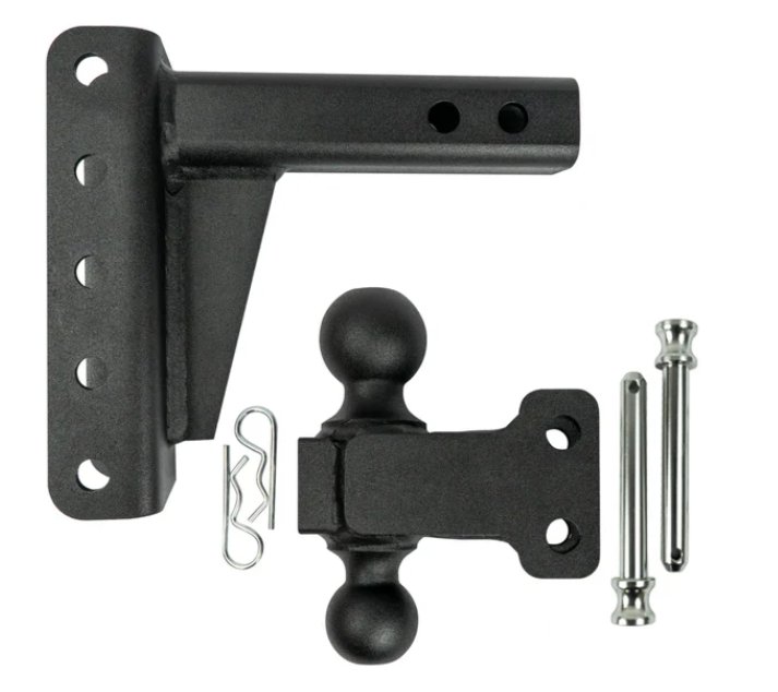 BULLETPROOF HITCHES 2-BALL MOUNT FOR 2" HITCH, 4" DROP, 4" RISE, BLACK - 14K